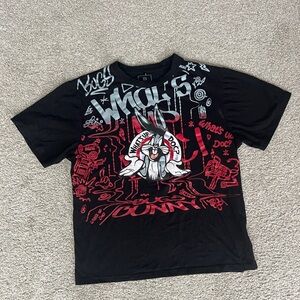 South Pole Black and Red Short Sleeve Bugs Bunny Looney Tunes Fan Tee Size L
